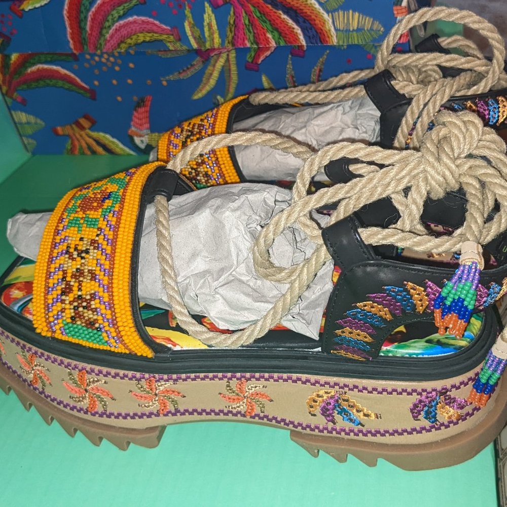 Farm Rio-Beaded Banana Flatform Sandal